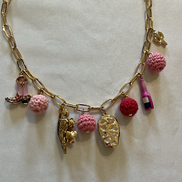 Betsey Johnson HOLA TO LOVE COWGIRL CHARM NECKLACE PINK NWT - Picture 8 of 8